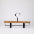 DL639 Durable Fashionable custom branded pant hanger Dutch wooden hanger with black hook display wooden hanger